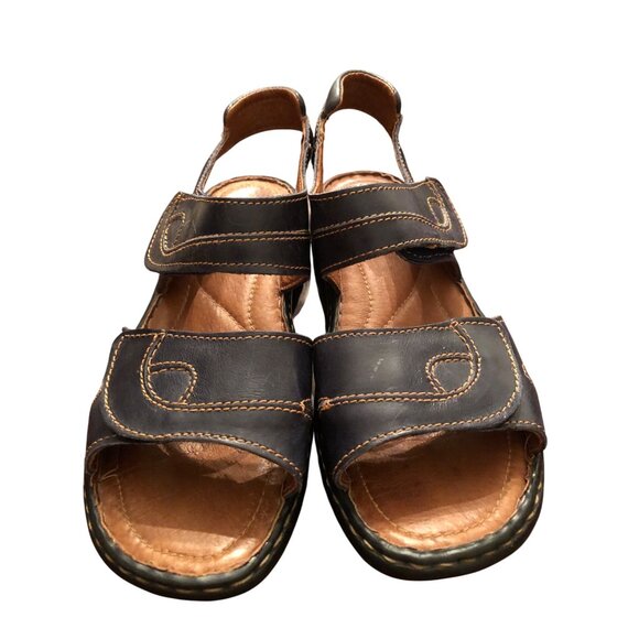 Josef Seibel Navy Leather Sandals With Adjustable Straps & Stitch no Detail Size - Picture 4 of 11